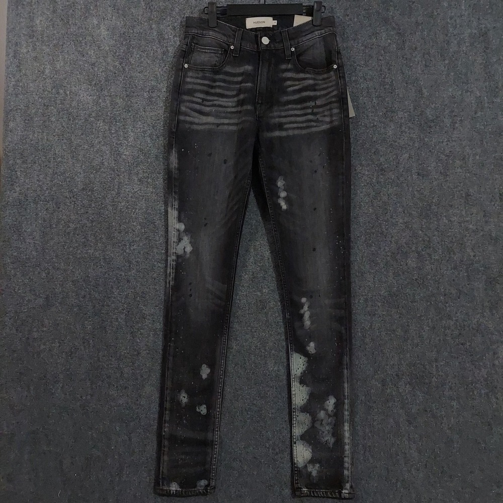 Hudson Zack Skinny Jeans Mens 29x36 Black Painter Dark Wash Stretch Denim